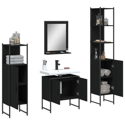 vidaXL Bathroom Cabinet Set Furniture Wall Mirror 4 Piece Engineered Wood-4