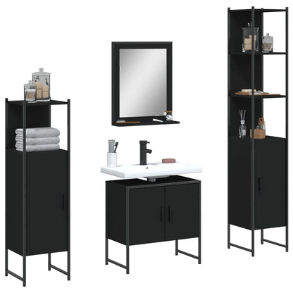 vidaXL Bathroom Cabinet Set Furniture Wall Mirror 4 Piece Engineered Wood-5