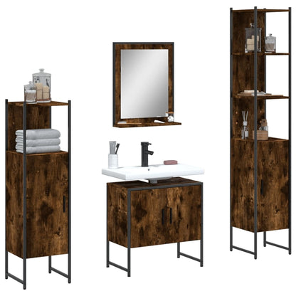vidaXL Bathroom Cabinet Set Furniture Wall Mirror 4 Piece Engineered Wood-6