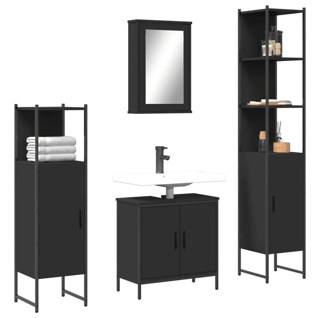 vidaXL Bathroom Furniture Set Restroom Storage Cabinet 4 Piece Engineered Wood-2
