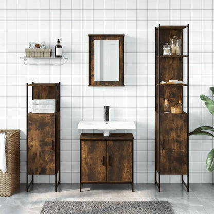 vidaXL Bathroom Furniture Set Restroom Storage Cabinet 4 Piece Engineered Wood-3