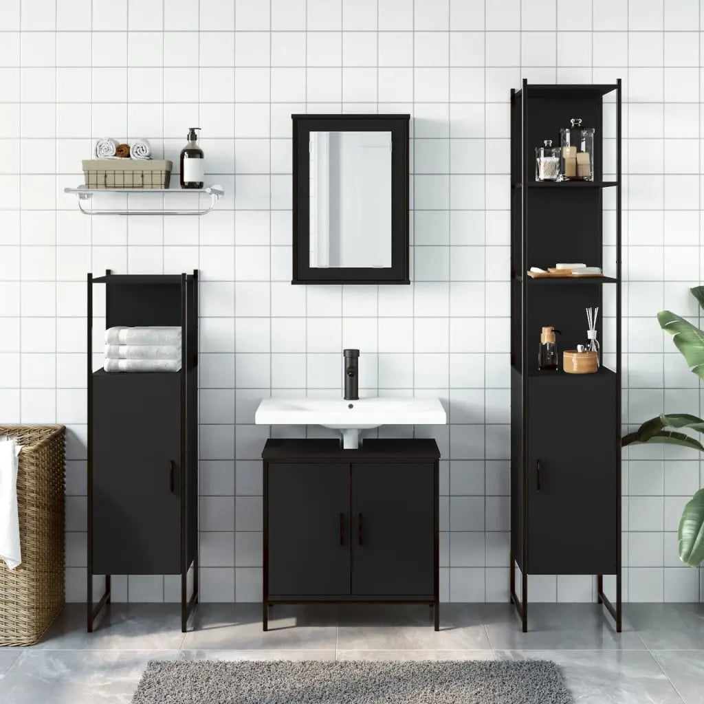 vidaXL Bathroom Furniture Set Restroom Storage Cabinet 4 Piece Engineered Wood-4