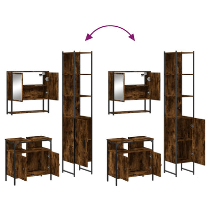 vidaXL 3 Piece Bathroom Furniture Set Smoked Oak Engineered Wood-1
