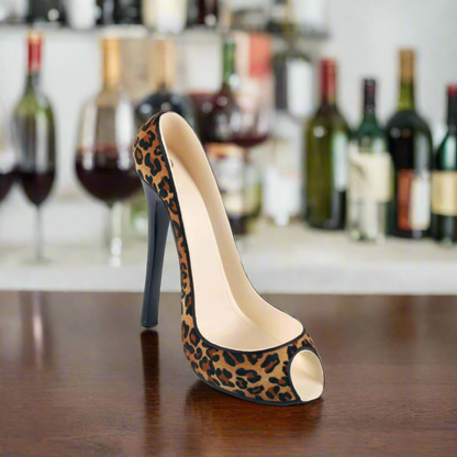 High Heel Leopard Print Wine Bottle Holder-1