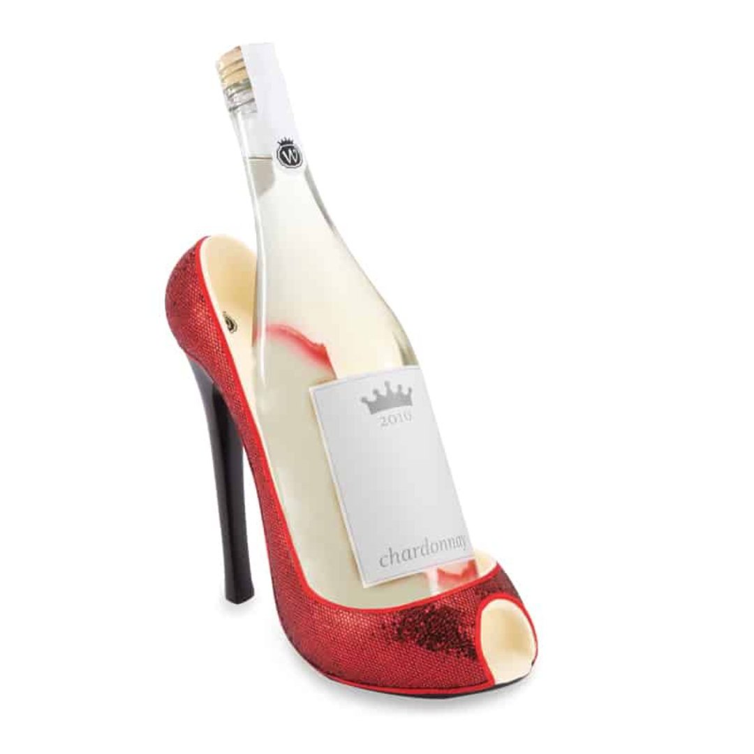 High Heel Red Glitter Wine Bottle Holder-0