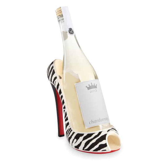 High Heel Zebra Print Wine Bottle Holder-0