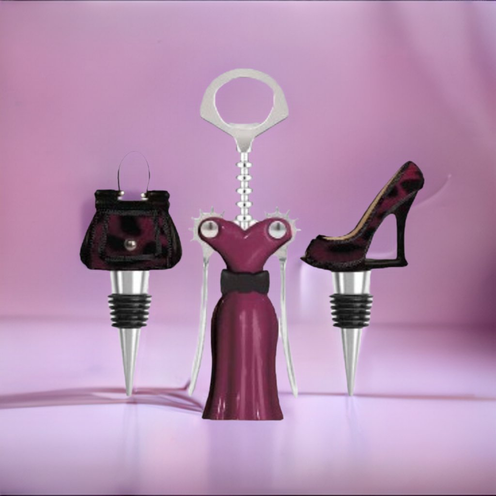 Dark Red Leopard Fashion Wine Stopper Set-1