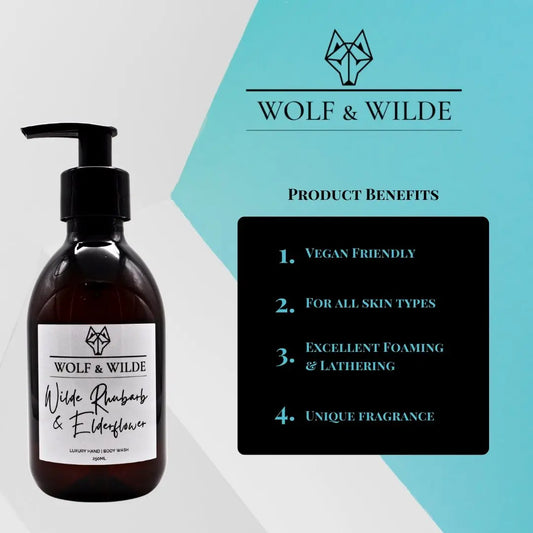 Wilde Rhubarb & Elderflower Luxury 2 In 1 Liquid Soap - Hand & Body 250ML Wolf & Wilde